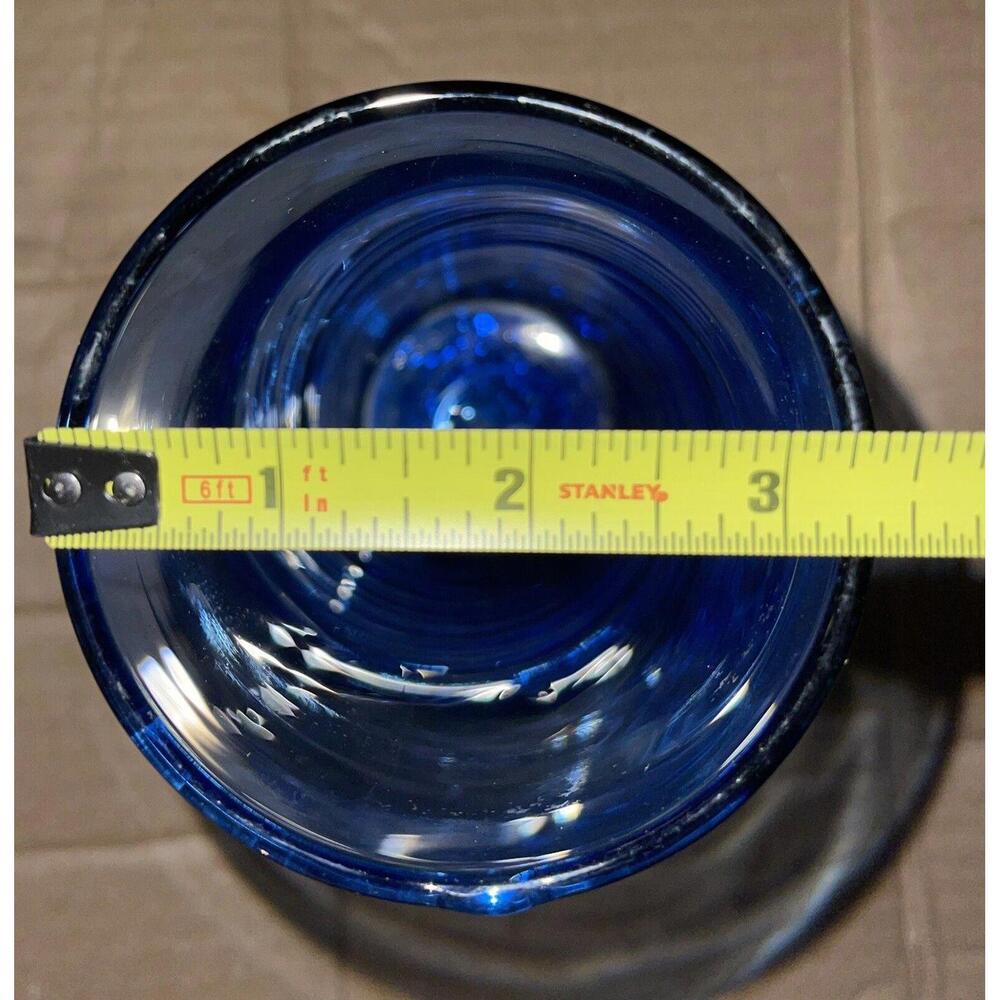 Tall Mexican Hand-Blown Cobalt Blue Glass Optic Swirl Vase - Picture 3 of 3